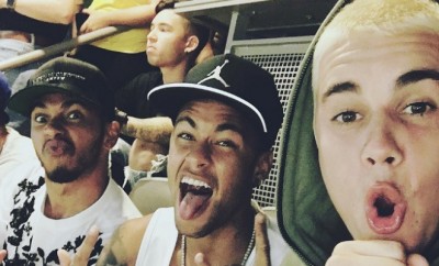 Justin Bieber mit Lewis Hamilton und Neymar in Kalifornien.