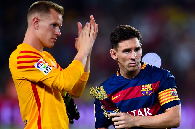Marc-Andre Ter Stegen und Lionel Messi haben derzeit Grund zur Freude.