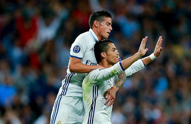 Cristiano Ronaldo und James Rodriguez verstehen sich nicht nur auf dem Platz blendend.