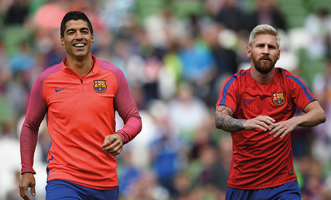 Lionel Messi und Luis Suárez vom FC Barcelona.