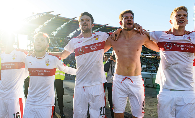 Nach dem Derbysieg ließ es der VfB Stuttgart ordentlich krachen.